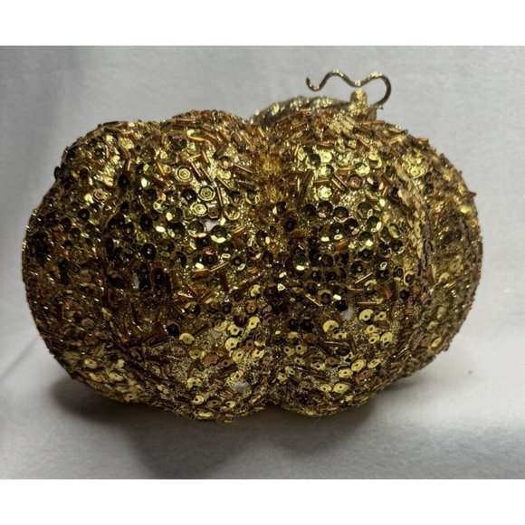 Fall Autumn 5 Glitter Pumpkin’s Lot Halloween Decorations Green Gold Orange - Picture 8 of 8